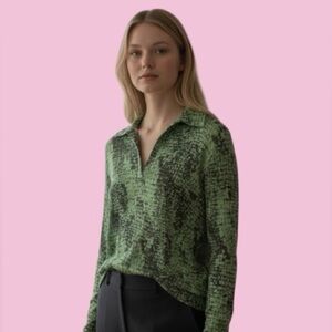 Jaipur Green and Black snake skin Pattern Top